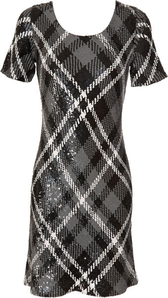 Ashish Monochrome Tartan Sequin Dress - Lyst