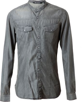 Neil Barrett Distressed Denim Shirt - Lyst