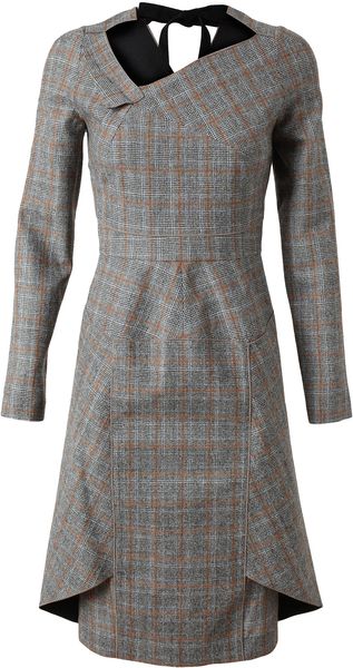 Roland Mouret Prince Of Wales Checked Wool Dress - Lyst