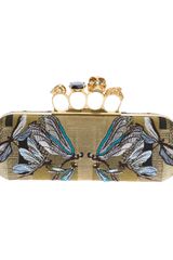 Alexander McQueen Dragonfly Embroidered Box Clutch