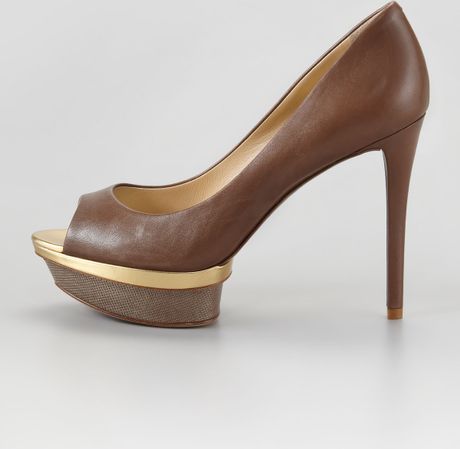 taupe platform pumps