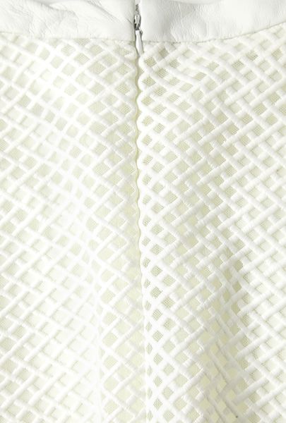 metallic lattice bodice and a tulle skirt