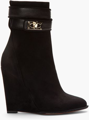 Givenchy Black Suede Shark Lock Ankle Boots - Lyst