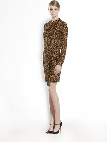 Gucci Jaguar Silk Georgette Chemsier Dress - Lyst