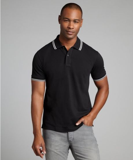Prada Black Cotton Piqué Short Sleeve Polo Shirt in Black ...