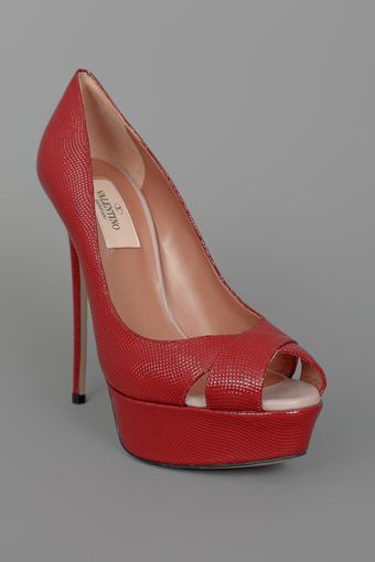 Valentino Peeptoe Pump Red - Lyst