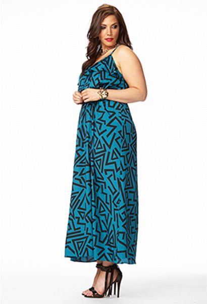 Forever 21 Retro Geo Maxi Dress in Blue (tealblack) Forever 21 Retro Geo Maxi Dress in Blue (tealblack)
