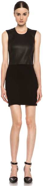 Helmut Lang Helmut Gala Knit Leather Combo Dress in Black - Lyst