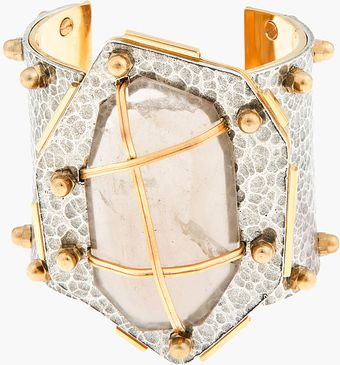 Lanvin Hammered Silver and Crystal Cuff - Lyst
