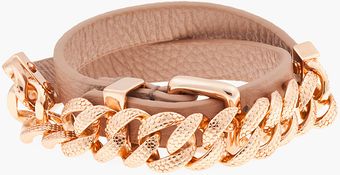 Marc By Marc Jacobs Blush Leather and Chain Double Wrap Bracelet - Lyst