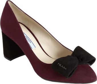 Prada Chunky Heel Bow Pump - Lyst