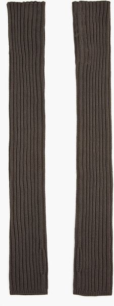 Rick Owens Grey Ribbed Knit Arm Cuffs - Lyst