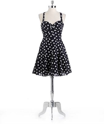 Betsey Johnson Cotton Polka Dot Halter Dress - Lyst