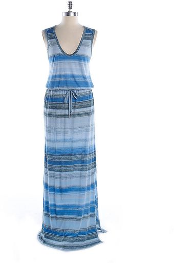 Calvin Klein Jeans Striped Drawstring Maxi Dress - Lyst