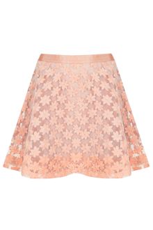 Topshop Embroidered Flower Skater Skirt - Lyst