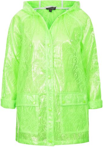 Topshop Fluro Lace Plastic Mac - Lyst