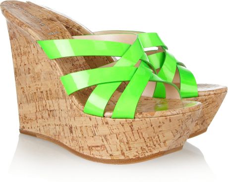 lime green wedge heels
