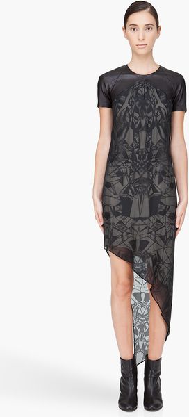 Helmut Lang Leather Trim Spider Dress - Lyst