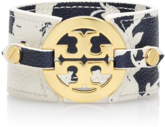 Tory Burch Printed Logo Wide Double Snap Cuff - Lyst