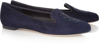 Alexander McQueen Sequin Skullembellished Suede Slippers - Lyst