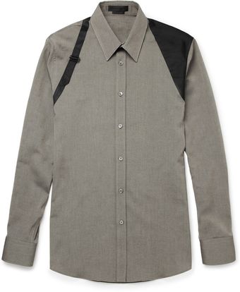 Alexander McQueen Slim Fit Silk Harness Cotton Shirt - Lyst