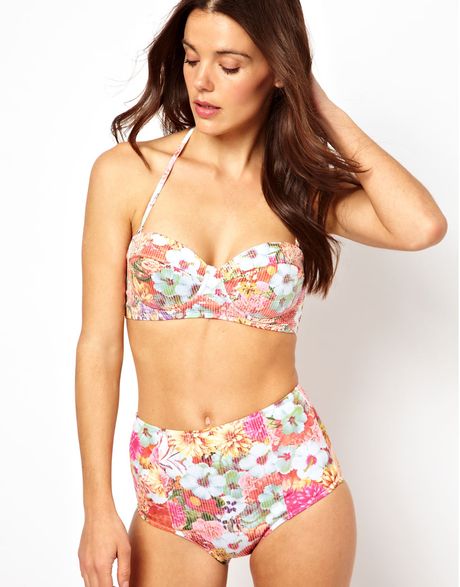 Asos All Over Sequin Floral Print High Waisted Bikini Pant in Multicolor (sequinfloral) | Lyst