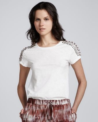 Elizabeth And James Monique Beadshoulder Tshirt - Lyst