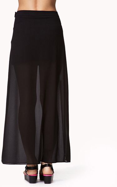 Forever 21 Chiffon Maxi Skirt in Black