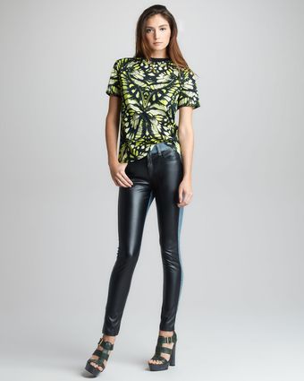 McQ by Alexander McQueen Faux Leather Denim Leggings - Lyst