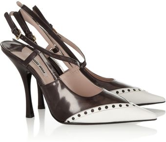 Miu Miu Two Tone Glossed Leather Slingbacks - Lyst