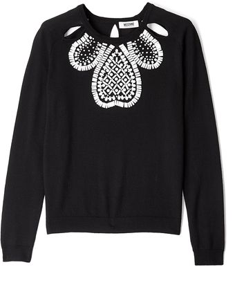 Moschino Cheap & Chic Gem Embellished Monochrome Jumper - Lyst