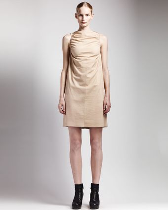 Rick Owens Ruched Leather Dress Flesh - Lyst