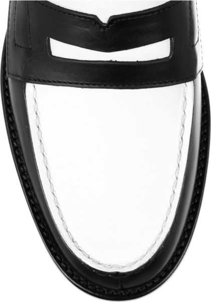 two tone penny loafers black and white