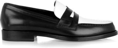two tone penny loafers black and white