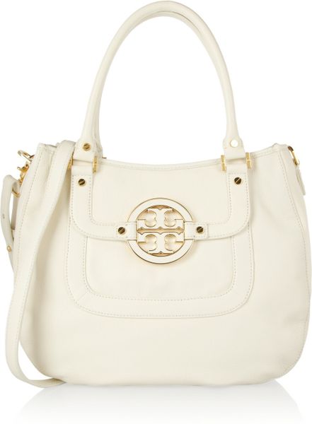 Tory Burch Amanda Texturedleather Shoulder Bag in White (off-white) | Lyst