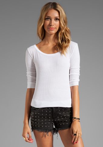 Enza Costa Silk Rib 34 Baseball Tee in White - Lyst