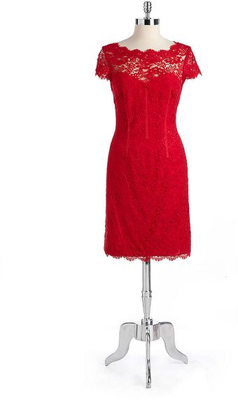 Monique Lhuillier Cutout Lace Dress - Lyst