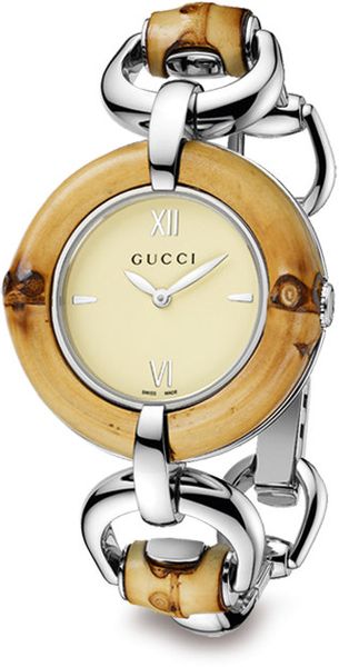 Gucci Stainless Steel and Bamboo Link Bracelet Watch - Lyst