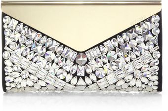 Jimmy Choo Embellished Suede Metal Clutch - Lyst