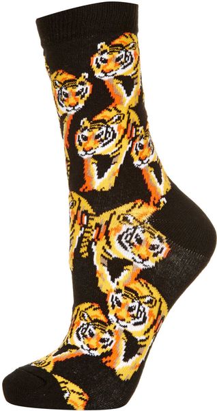 Topshop Black Tiger Ankle Socks - Lyst