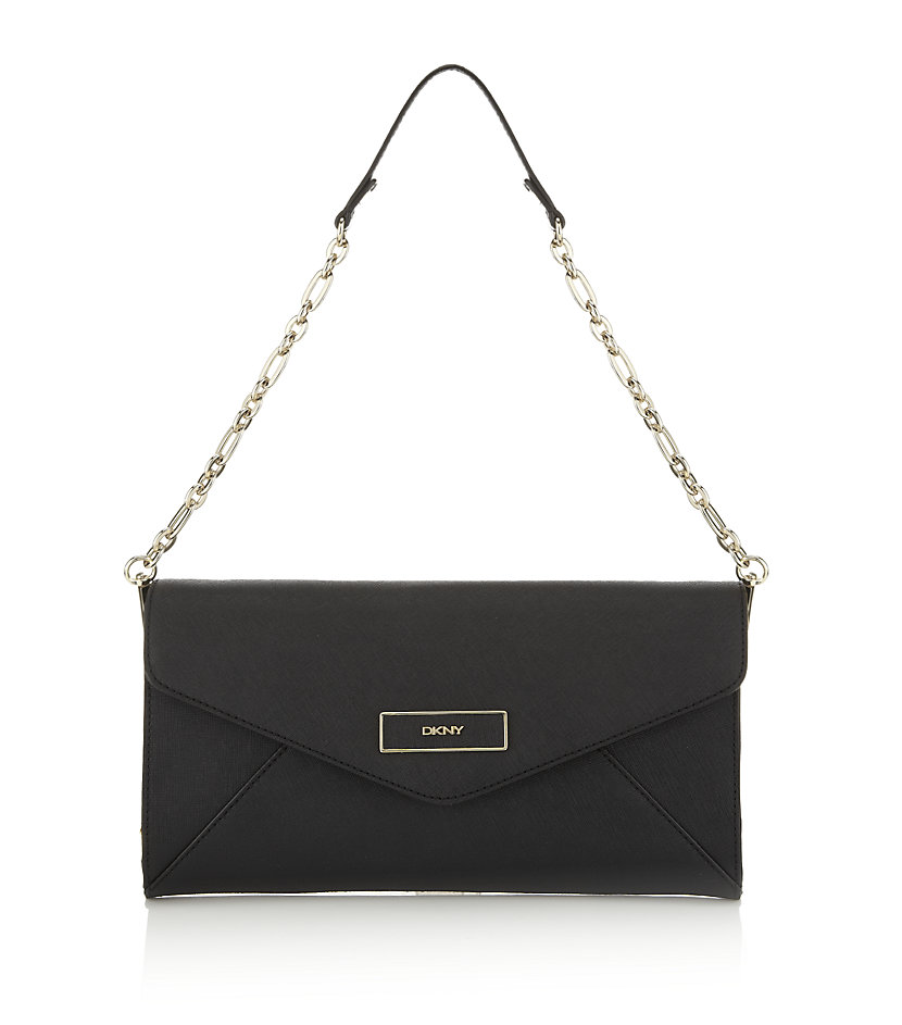 Dkny Saffiano Envelope Clutch in Black Lyst