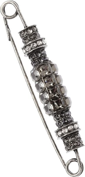 Lanvin Gunmetaltone Glass Crystal Pin Brooch - Lyst