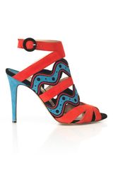 Nicholas Kirkwood For Prabal Gurung Red Sky Print Bootie