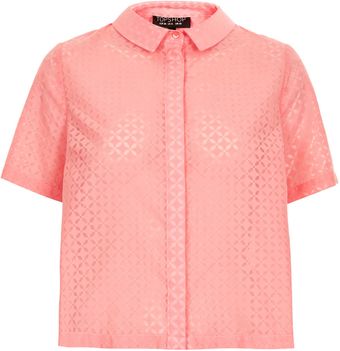 Topshop Shortsleeve Geo Burnout Shirt - Lyst