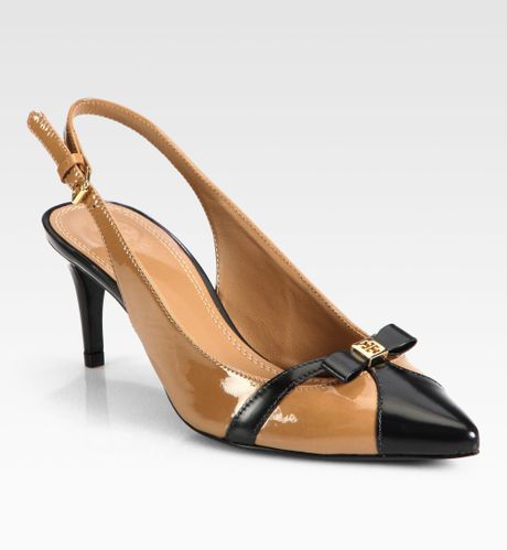 tory burch slingback samara pumps sand patent leather shoes