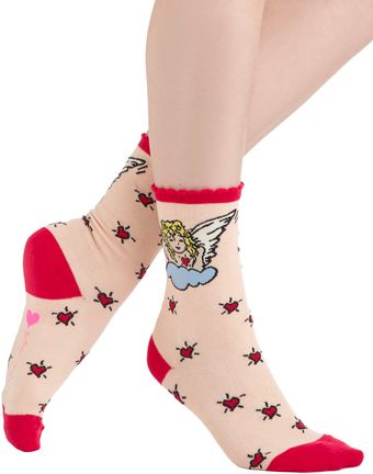 Betsey Johnson Cherub Charm Socks - Lyst