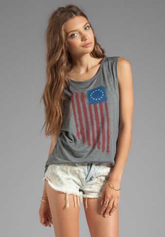 Haute Hippie Flag Muscle Tank in Charcoal - Lyst