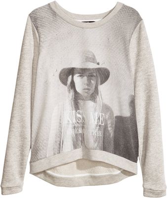 H&M Sweatshirt with Woven Front - Lyst