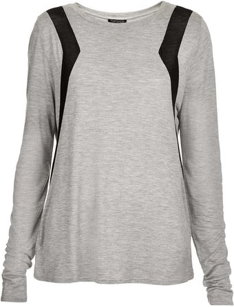 Topshop Panelled Long Sleeve Top - Lyst