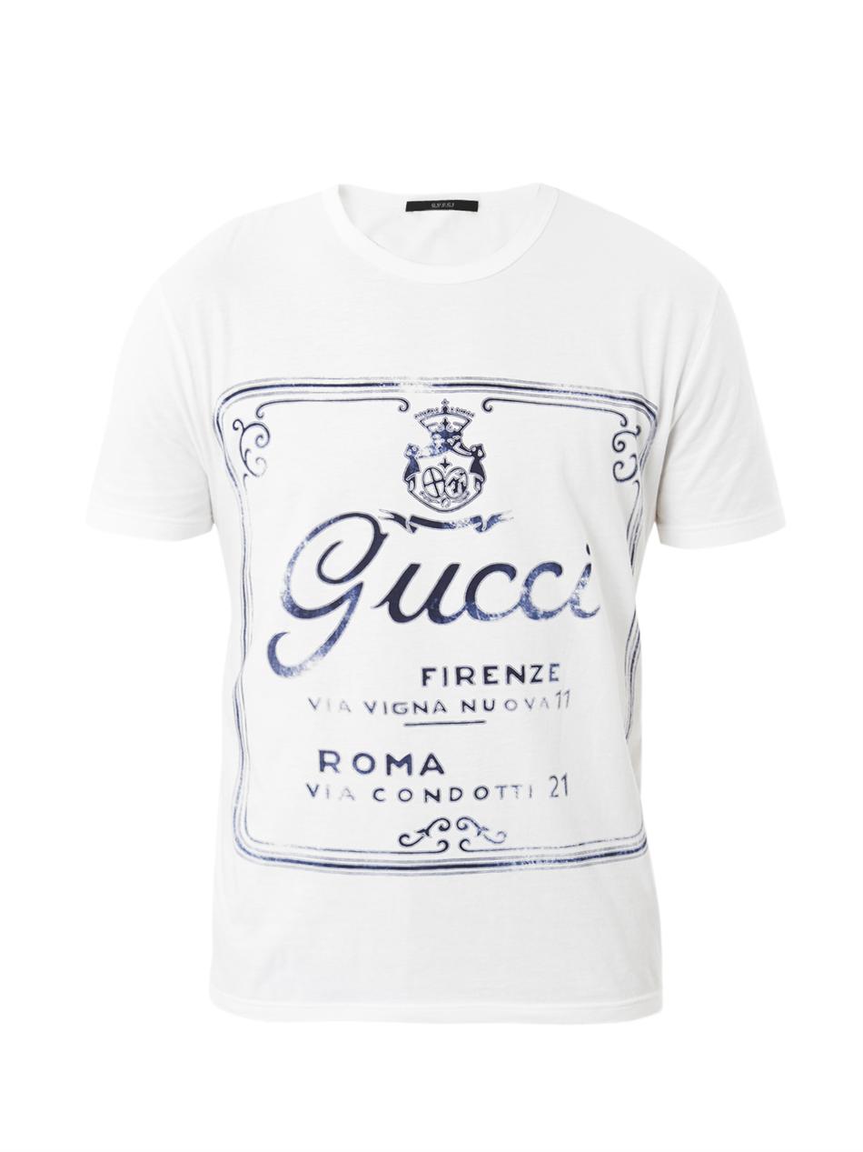Gucci Cartiglio Logo-print T-shirt in White for Men | Lyst